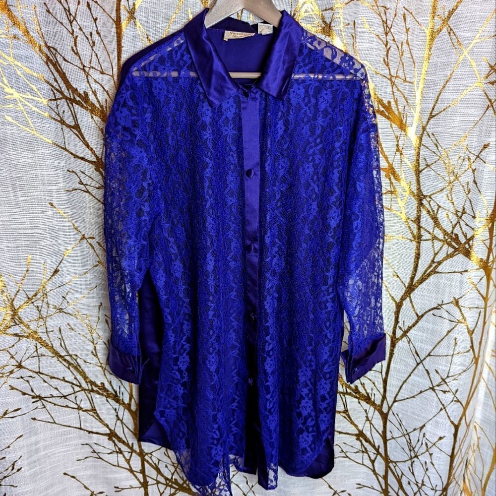 VS lace and satin button up